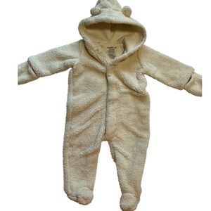 Magnetic Me Sherpa Fleece Pram Suit Cream Bear Ear Hooded Magnetic 3-6 Months